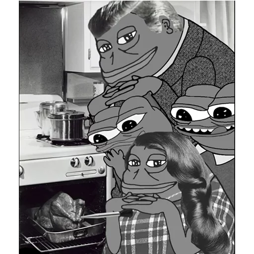 Family cooking Groyper sticker — Sticker Packs meme
