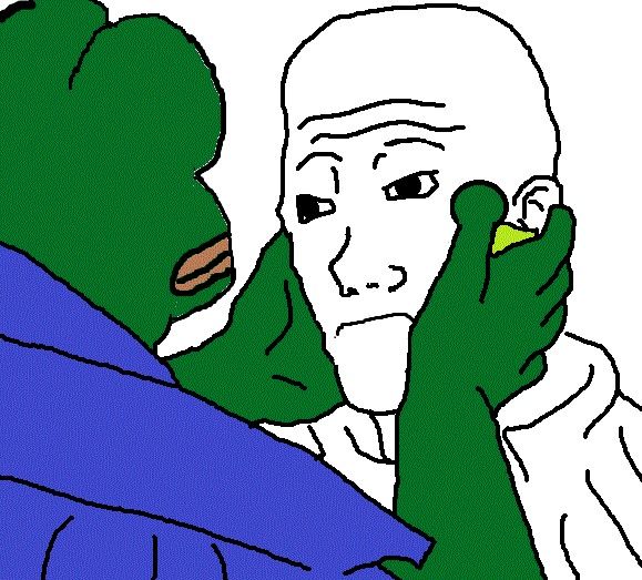 Pepe holds wojak head — Pepe meme