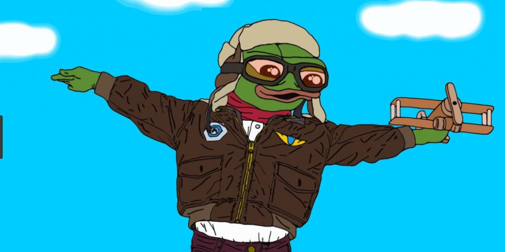 Pepe flying wood airplane — Pepe meme