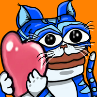 Toshi cat hugging big heart — $TOSHI meme