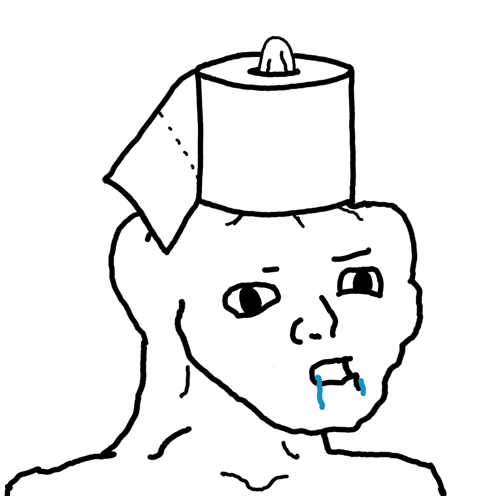 Brainlet toilet paper roll head — Brainlet meme
