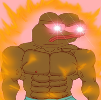 Pepe muscles diamond eyes super saiyan — Pepe meme