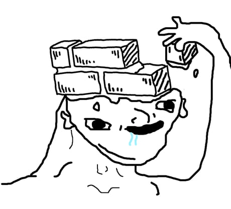 Brainlet builds brick brain — Brainlet meme