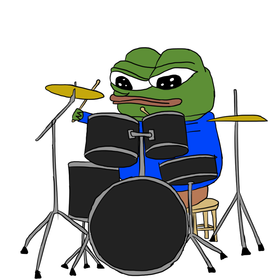 Pepe playing drum set — Pepe meme