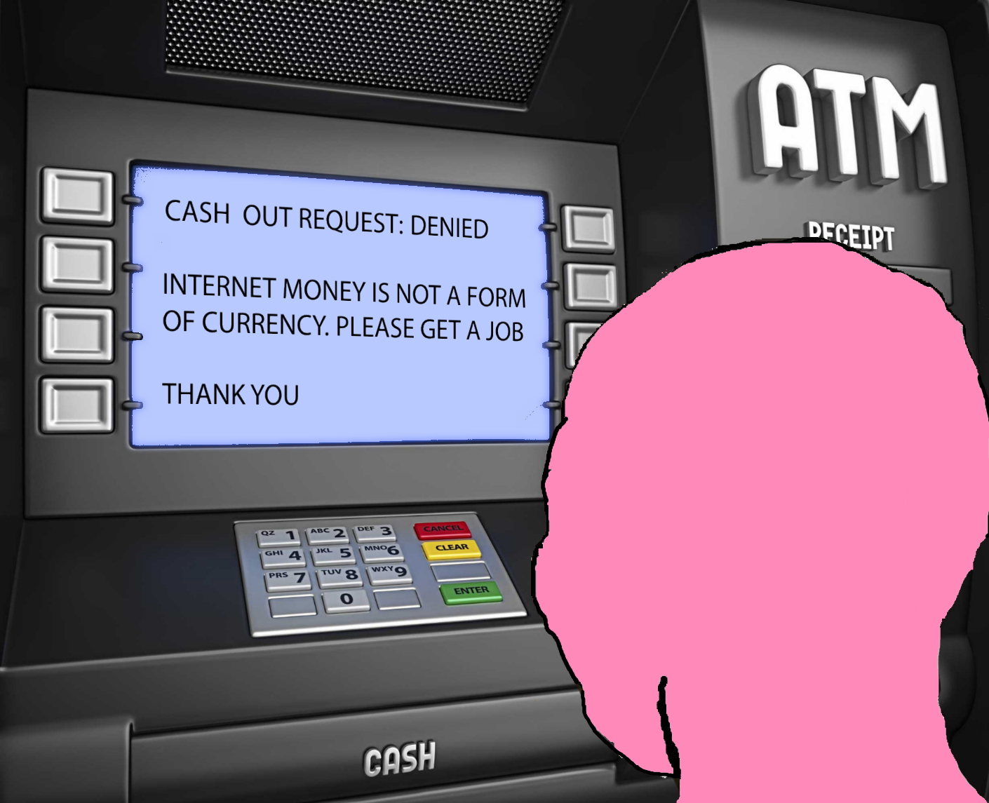 Pink wojak atm — Wojak meme