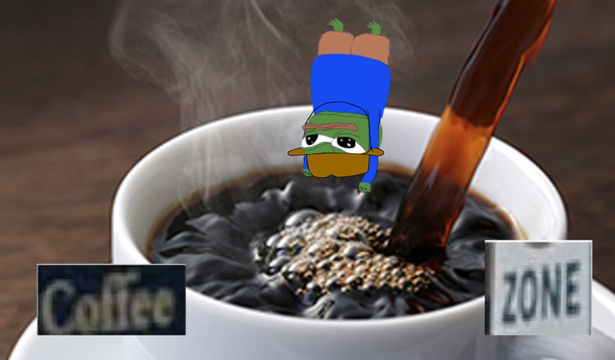 Pepe diving into coffee zone — Pepe meme