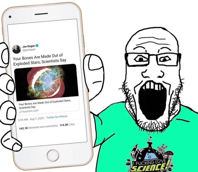 Wojak soy boy love science and joe rogan — Wojak meme
