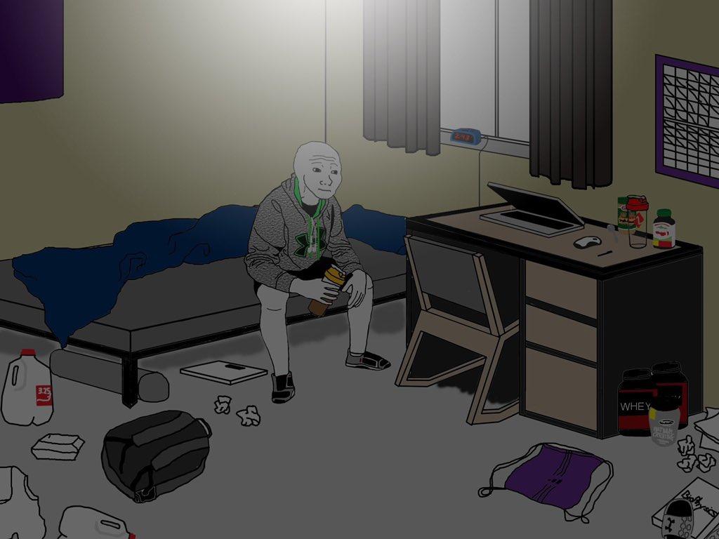 Wojak sitting in messy room — Wojak meme