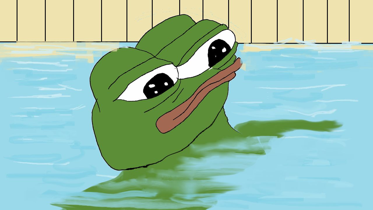 Pepe pool swimming — Pepe meme