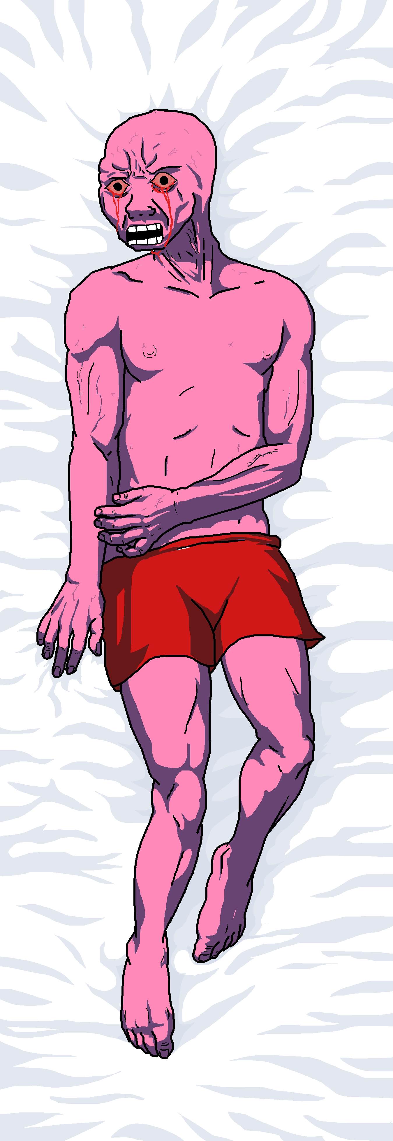 Pink wojak laying down — Wojak meme