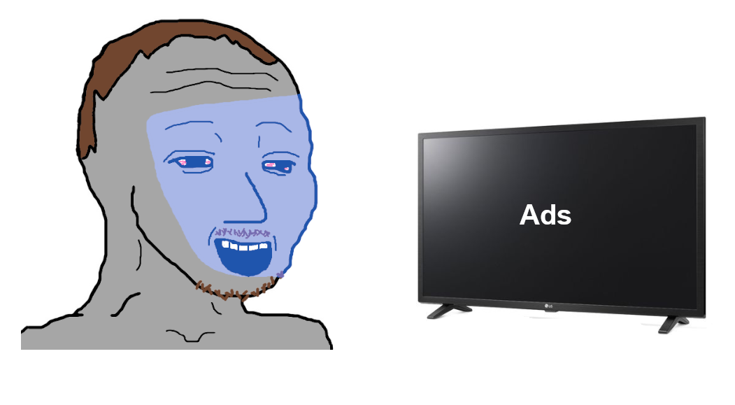 Wojak npc watching tv ads — Wojak meme