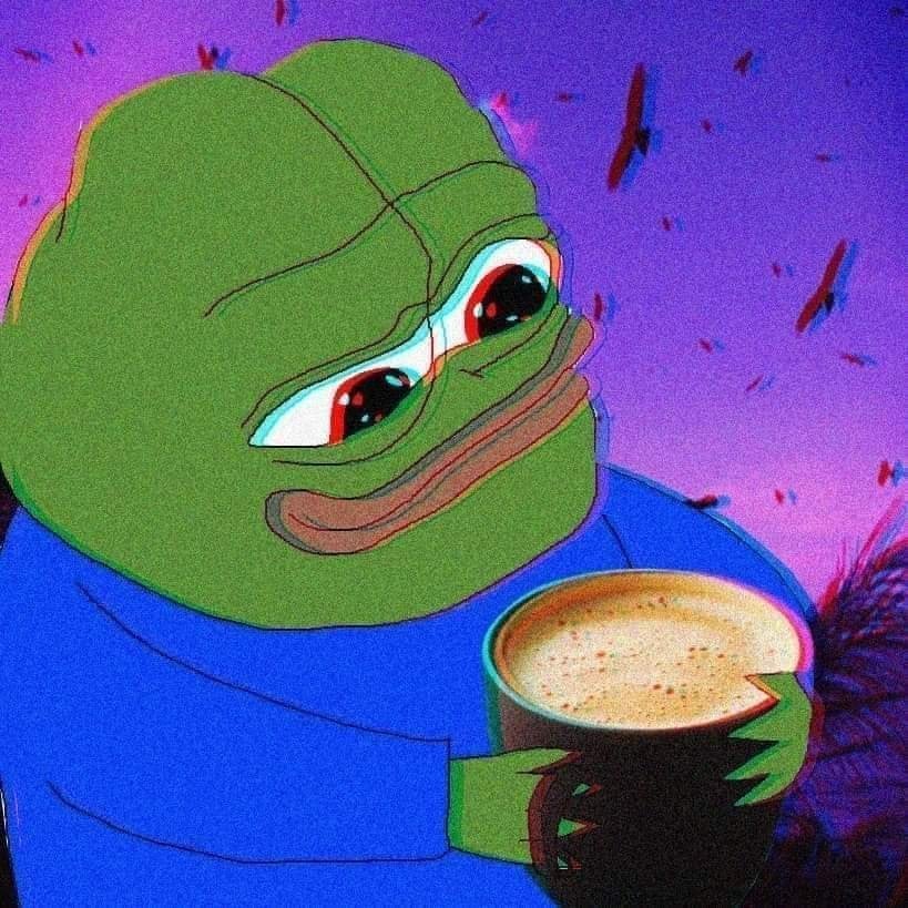 Pepe drinking coffee 3d effect — Pepe meme