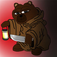 Bobo holding knife lantern red background — Bobo meme