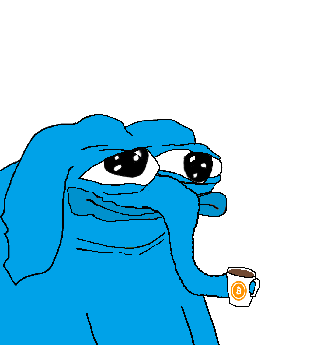 Blue elephant bitcoin coffee cup — Reaction meme
