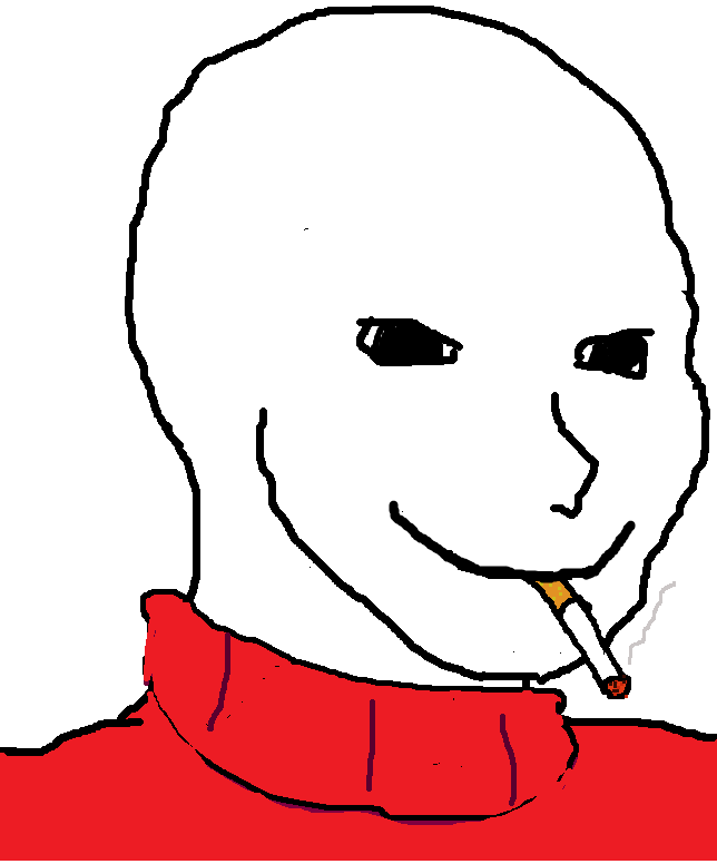 Wojak creepy smoking wearing turtleneck — Wojak meme