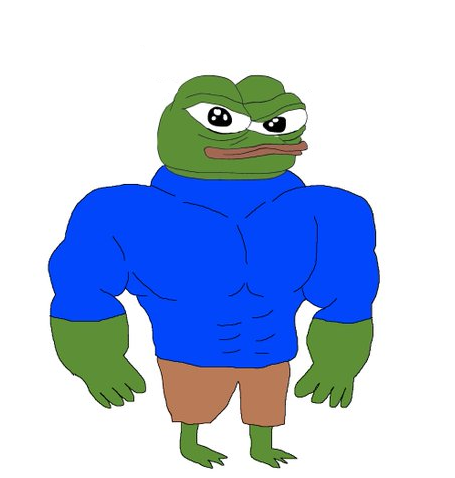 Pepe muscular wearing blue shirt — Pepe meme
