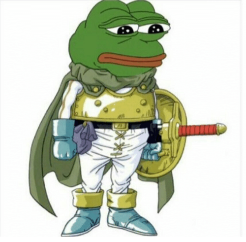 Pepe sad wearing armor — Pepe meme