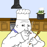 Pepe chef cooked by fat wojak chef — Pepe meme