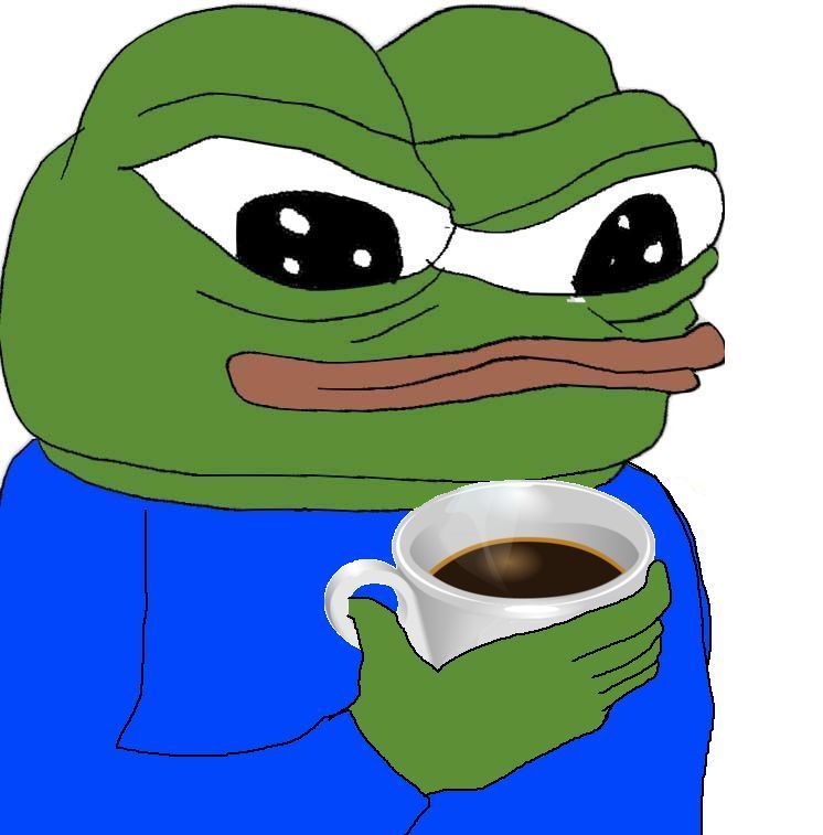 Pepe human hand cup of coffee — Pepe meme