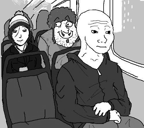 Wojak on bus sitting alone — Wojak meme