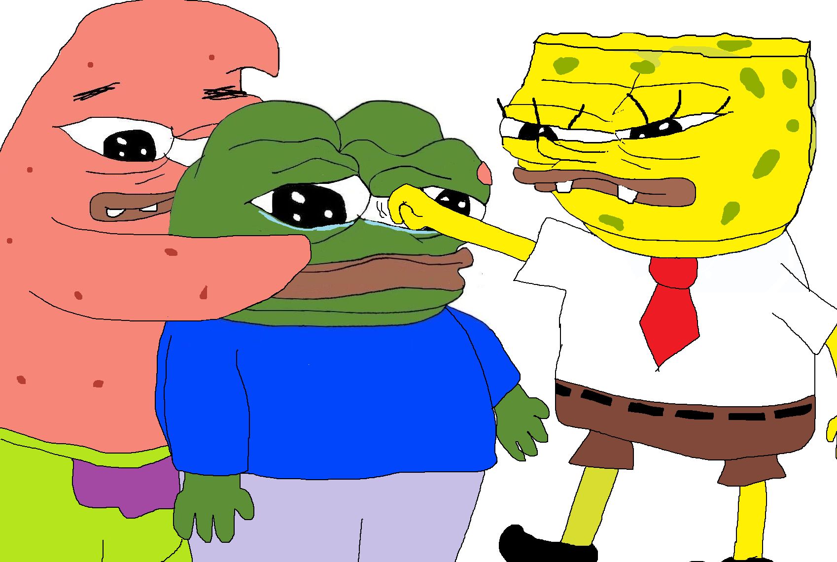 Pepe bullied by spongebob patrick — Pepe meme