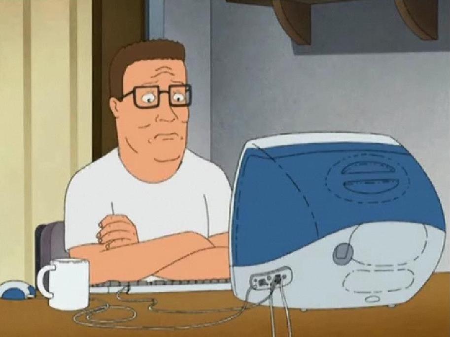 Hank hill confused in front of computer — Reaction meme