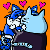 Toshi cat smooching with cat — $TOSHI meme
