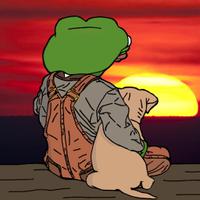 Pepe and dog watch sunset — Pepe meme