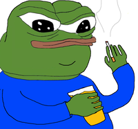 Pepe smoking cigarette drinking beer — Pepe meme