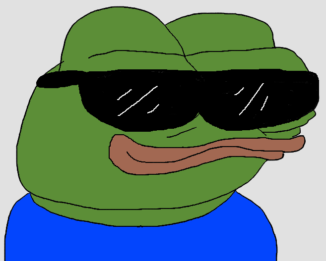 Pepe happy wearing sunglasses — Pepe meme