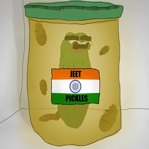Pickle jar Jeet Degen sticker — Sticker Packs meme