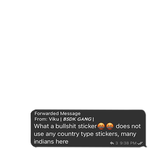 Forwarded sticker complaint Jeet Degen sticker — Sticker Packs meme