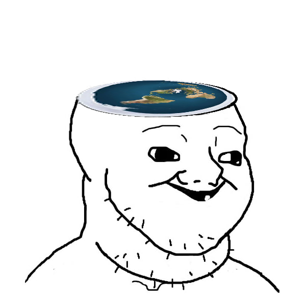 Brainlet fat neck flat earth model — Brainlet meme