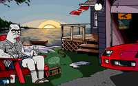 Boomer old relaxing on lake — Boomer meme