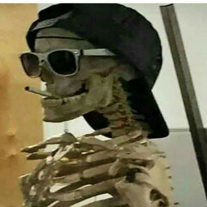Smoking skeleton — Reaction meme