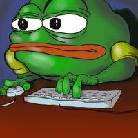 Pepe angry on computer — Pepe meme