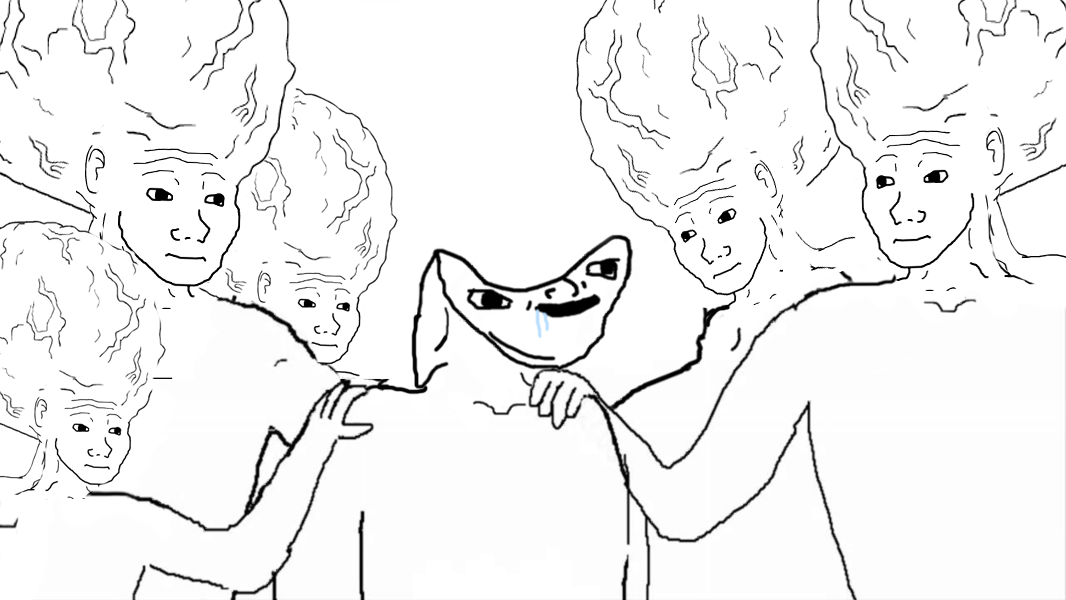 Brainlet big brain wojaks helping — Brainlet meme