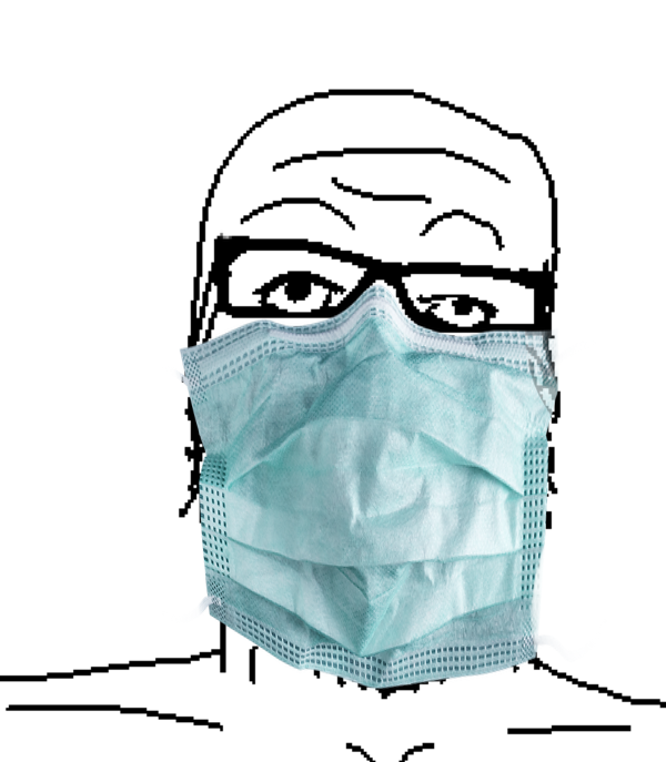 Wojak soy boy wearing surgical mask glasses — Wojak meme