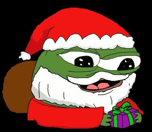 Pepe santa happy present — Pepe meme
