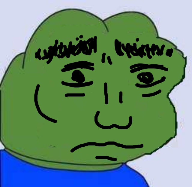 Pepe drawn on sad face — Pepe meme