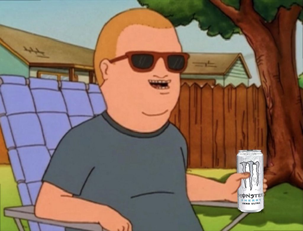 Bobby king of hill drinking monster — Reaction meme