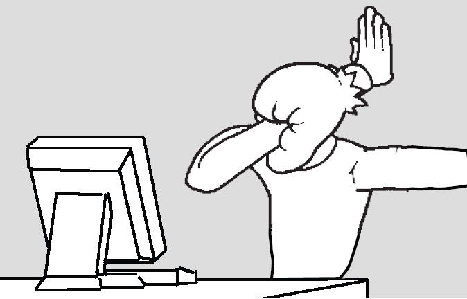 Computer guy facepalm through head — Reaction meme