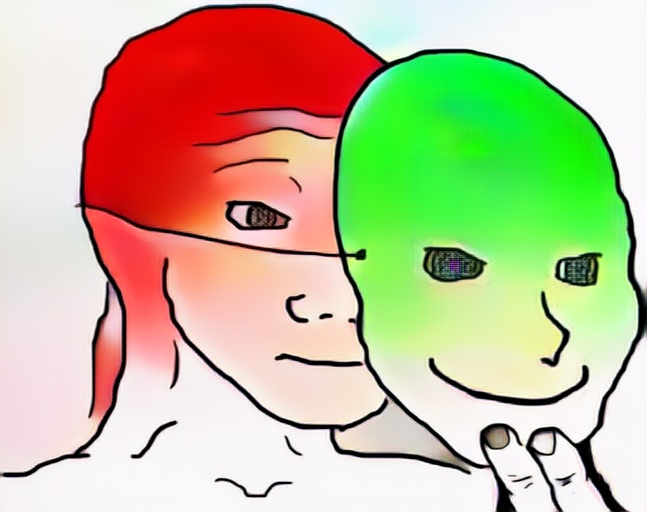 Red wojak green mask — Wojak meme