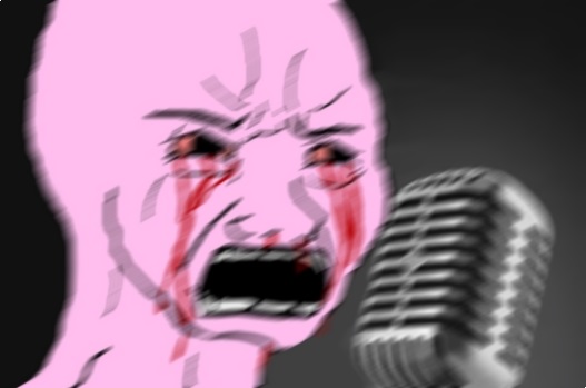 Pink wojak singing microphone — Wojak meme