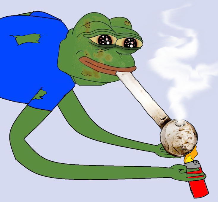 Pepe smoking wojak crack — Pepe meme