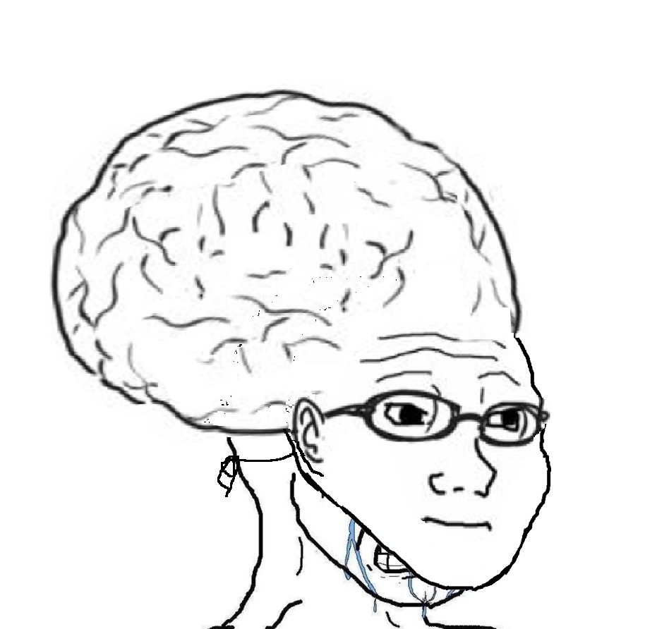 Wojak crying angry big brain mask — Wojak meme