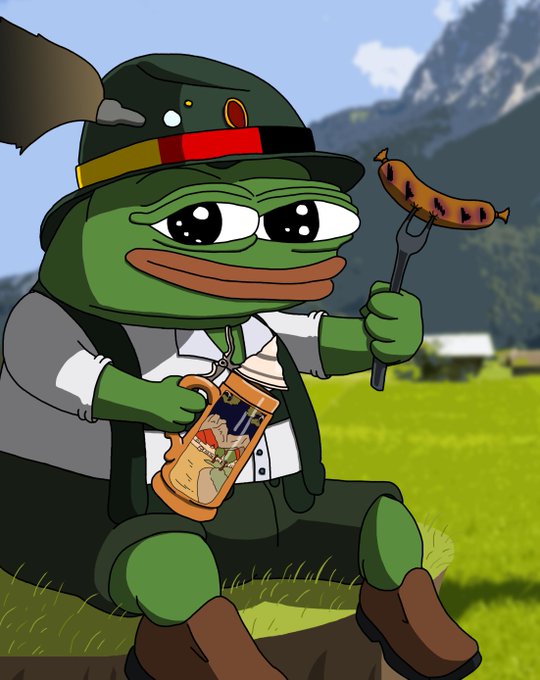Pepe eating sausage in europe — Pepe meme