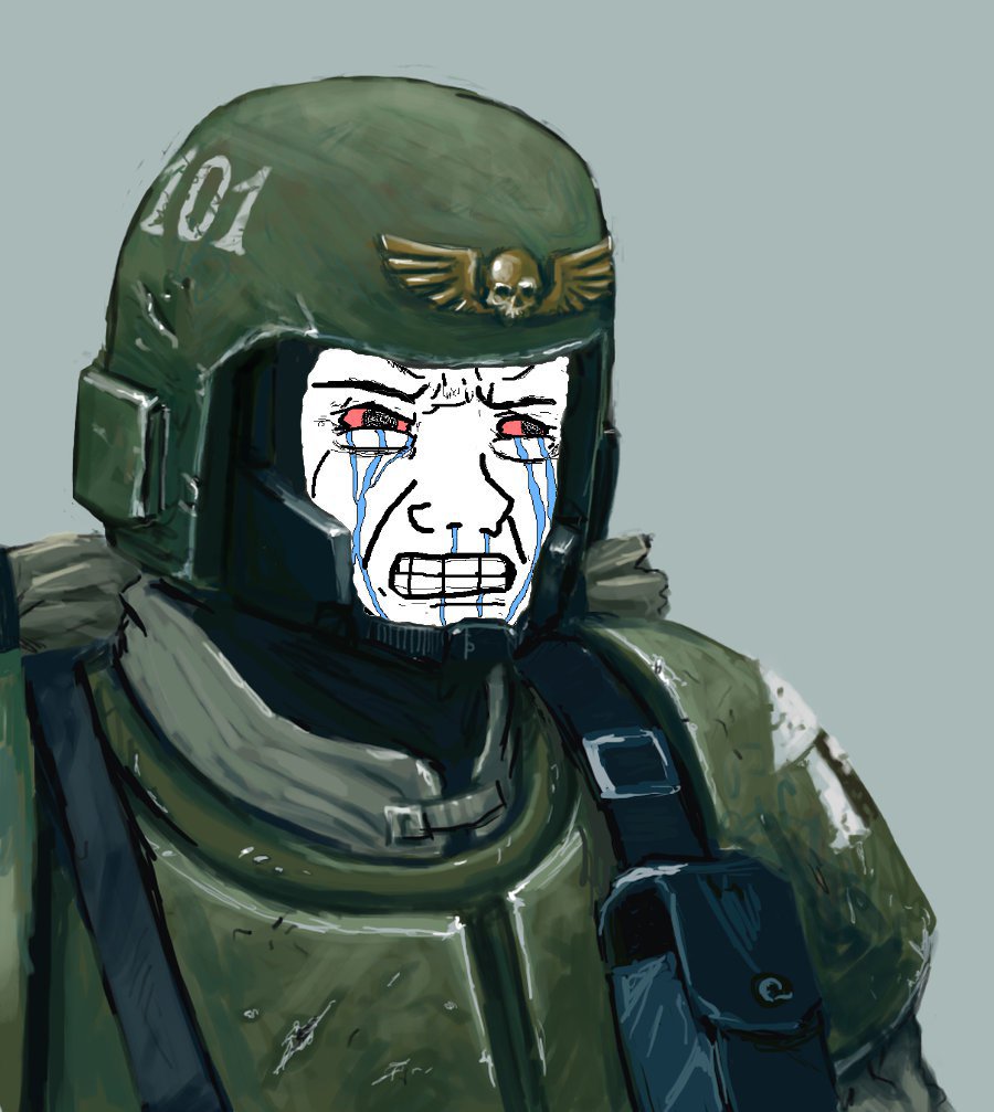 Wojak crying angry space marine — Wojak meme