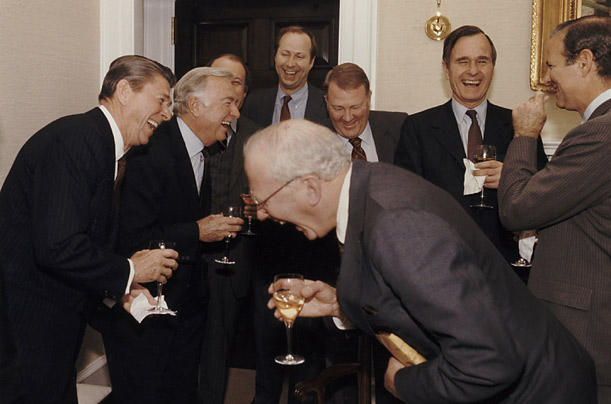 Old white guys laughing — Reaction meme