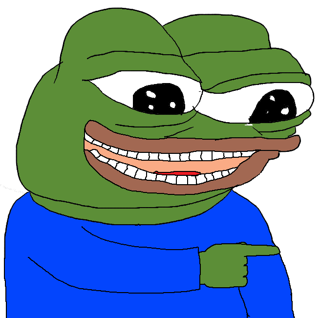 Pepe pointing laughing open mouth teeth — Pepe meme